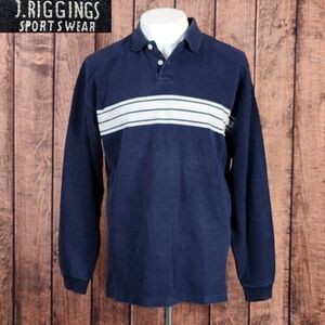 Vtg 90s J. RIGGINGS Mens Heavy Knit Cotton Long Sleeve Polo Shirt Mint Condition